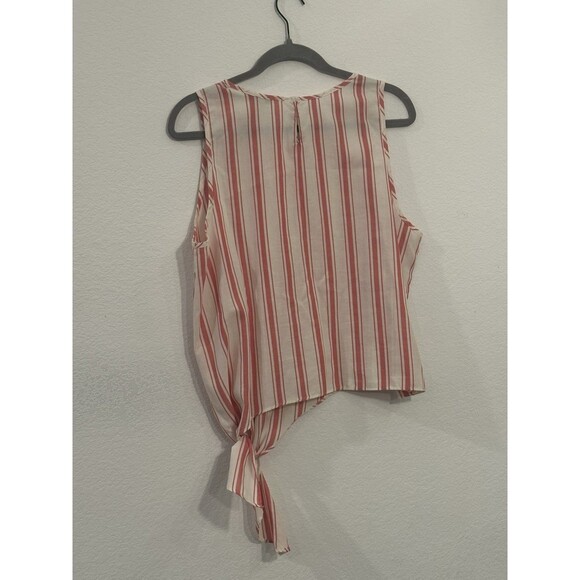 Madewell Side-Tie Tank Marcia Stripe J1128 Size Large 100% Cotton Beachy Light - Picture 5 of 8
